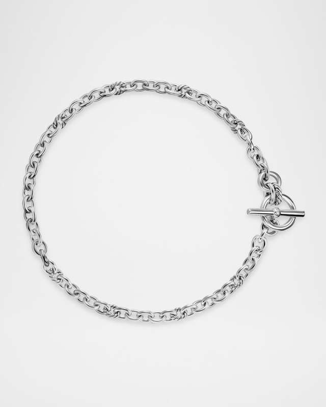 DY Mercer Single-Row Toggle Necklace with Diamonds in Silver, 20mm